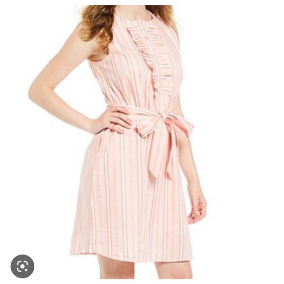 Draper James Ruffle‎ placket stripe dress coral size Medium - Picture 1 of 8